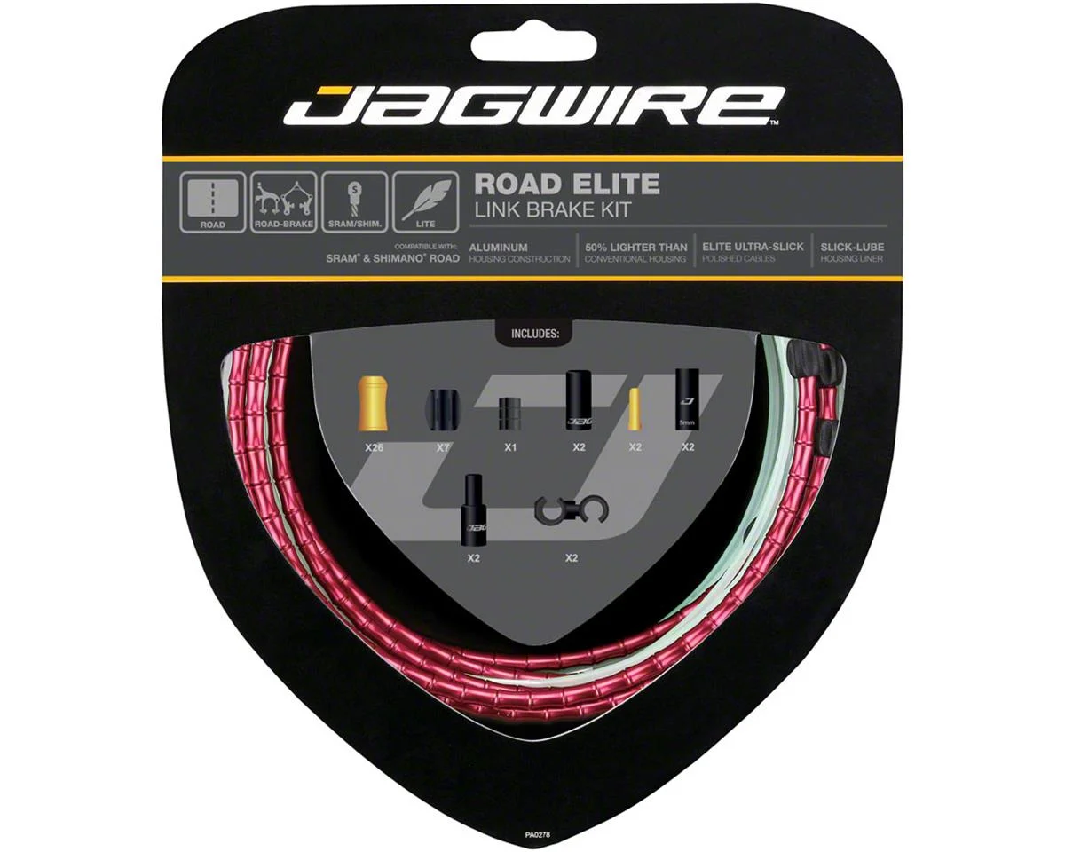 Jagwire Road Elite Link Brake Cable Kit (Red) (1.5mm) (1350/2350mm) (w/ Housing)
